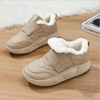 Зимние ботинки на толстой нескользящей подошве, женские, из утолщенного бархата, теплые, хлопковые, с подошвой-бубликом, легкие, повседневные, женские, короткие ботинки 35 чёрный