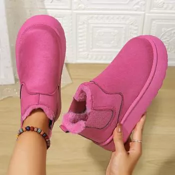 Зимние ботинки на толстой подошве для осени и зимы, новые хлопковые туфли с мягкими круглыми носками внутри 36 розы красного