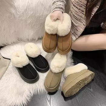 Зимние ботинки на толстой подошве с плюшевой изоляцией, легкие и нескользящие 35 чёрный