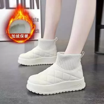 Зимние ботинки на толстой подошве женские, новые, утолщенные, из бархата, большие, хлопковые, водонепроницаемые и нескользящие, короткие ботинки KT 35 верблюд