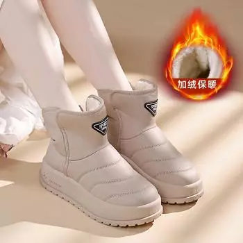 Зимние ботинки на толстой подошве женские новые зимние нескользящие бархатные утолщенные теплые хлопковые туфли женские туфли KT 35 чёрный