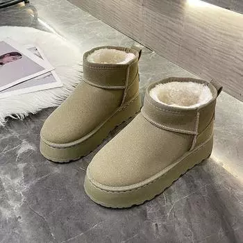 зимние ботинки на толстой подошве женские новые осенне-зимние короткие хлопковые ботинки на высокой подошве зимние ботинки 36 хаки