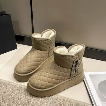 Зимние ботинки на толстой подошве, женские, с мехом, новые, зимние, с ворсом, утолщенные, женские, теплые, из северо-восточного хлопка 36 чёрный