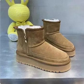 Зимние ботинки на толстой подошве, женские зимние ботинки на высокой платформе, теплые женские ботинки из искусственной замши и бархата, женские ботильоны на молнии 35 хаки