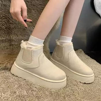 Зимние ботинки на толстой подошве, женские зимние, утепленные и утепленные ботинки, женские ботинки из хлопка 35 чёрный