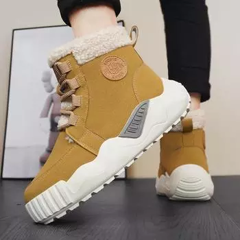 Зимние ботинки новые мужские утолщенные и бархатные теплые уличные нескользящие хлопковые ботинки мужские короткие ботинки на толстой подошве с высоким голенищем 39