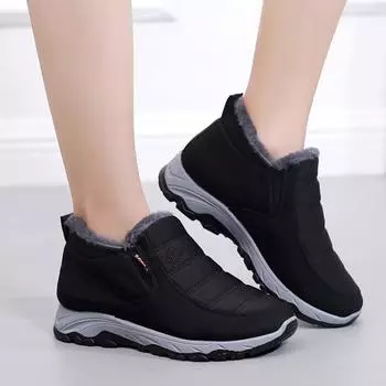 Зимние ботинки Old Beijing Cotton Shoes для женщин, толстые теплые бархатные зимние ботинки для людей среднего и пожилого возраста, хлопковая обувь 41 чёрный