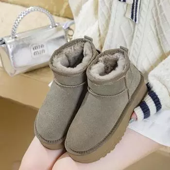 Зимние ботинки Повседневные зимние ботинки с толстой подошвой Хлопковая обувь 35 чёрный