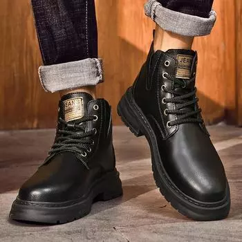 Зимние ботинки-пустыни в британском стиле, мужские повседневные кожаные ковбойские сапоги, деловые туфли, мужские ботильоны, высокие ботинки на шнуровке 37