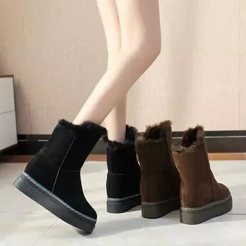 Зимние ботинки, размеры 35–40, плюшевые теплые ботильоны для женщин, зимняя обувь, непромокаемые ботинки, женская зимняя обувь, ботильоны 35 чёрный