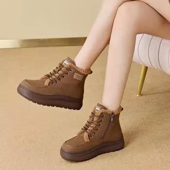 Зимние ботинки ретро хлопковые ботинки толстые короткие ботинки 35 хаки