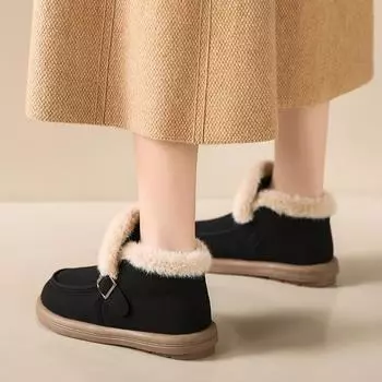 Зимние ботинки с добавлением жира Большие размеры Хлопковая обувь для женщин Зимние ботинки с толстым верхом для женщин Новые зимние ботинки с толстым верхом для женщин 35 коричневый