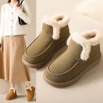 Зимние ботинки с добавлением жира Большие размеры Хлопковая обувь для женщин Зимние ботинки с толстым верхом из хлеба для женщин 42 зелёный