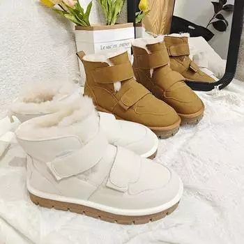 Зимние ботинки с подкладкой, утолщенные, теплые, короткие, модные, хлопковые ботинки 35 белый