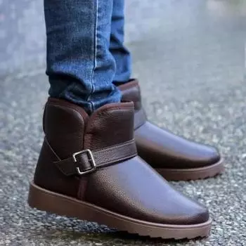 Зимние ботинки Slip-On, мужские ботинки на плоской подошве, меховые, флисовые, брендовые, рабочие, зимние ботинки для мужчин, повседневная обувь, новинка из хлопка, предложение 36