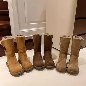 Зимние ботинки средней высоты с плоским дном для женщин 2024 года, короткие флисовые ботинки, утолщенные пушистые хлопковые ботинки для сохранения тепла, два хлопковых сапога 35