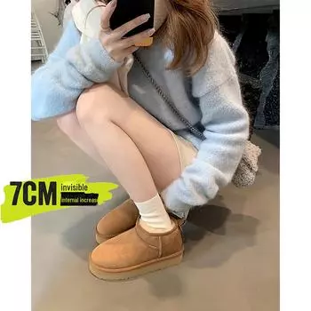 Зимние ботинки Studiolee из натуральной кожи и шерсти, внутренняя высота 7 см, толстая подошва, для женщин, для активного отдыха осенью и зимой. 37