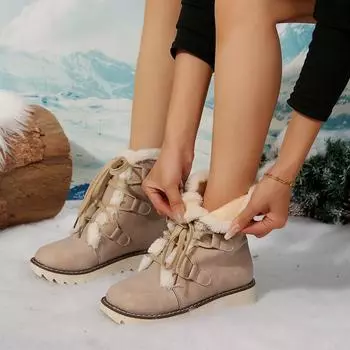 Зимние ботинки Tie Up Теплые хлопковые ботинки Большие ботинки 36-43 36 чёрный