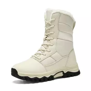 Зимние ботинки TUINANLE для женщин, хлопковая обувь для активного отдыха, сохраняющая тепло, с высоким верхом, для походов, зимняя обувь для мужчин 36 бежевый