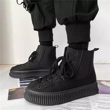 Зимние ботинки высокого качества на массивной платформе, сохраняющие тепло, мужские ботинки, трендовая обувь для уличной ходьбы 39 чёрный
