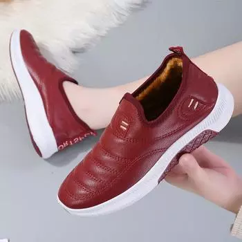 Зимние ботинки Женская обувь Теплые плюшевые меховые ботильоны Зимние повседневные туфли на плоской подошве Водонепроницаемые женские кроссовки 41 чёрный