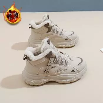 Зимние ботинки женские 2024 года, новые зимние универсальные утепленные бархатные ботинки Martin, короткие хлопковые туфли, повседневные Q3302 35