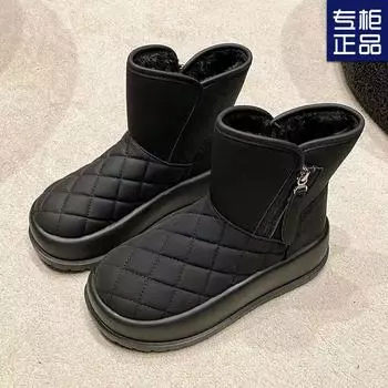 Зимние ботинки женские 2024 года, водонепроницаемые и бархатные, теплые, высокие, северо-восточные, большие, хлопковые, нескользящие, белые, женские туфли Tide 35 белый