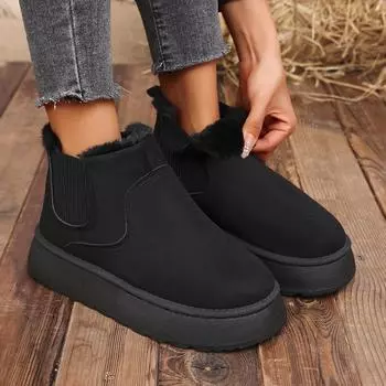 Зимние ботинки женские 2024 новые толстые бархатные большие размеры зимние модные теплые одношаговые короткие ботинки хлопковая обувь женская хлопковая обувь 36 бежевый