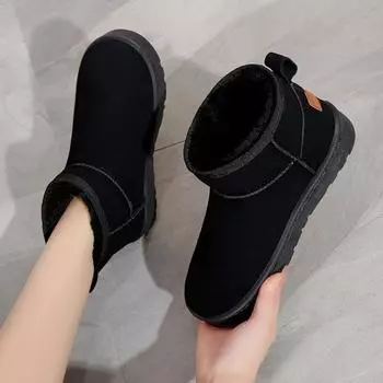 Зимние ботинки женские 2025 новые утолщенные хлопковые ботинки женские хлопковые ботинки с начесом средние наружные ботинки женские с одной педалью 36