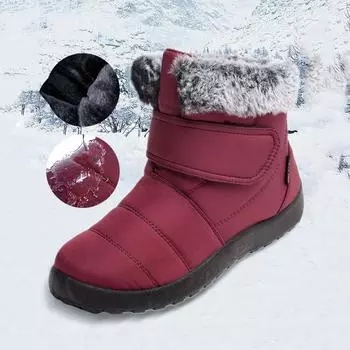 Зимние ботинки Женские ботинки Обувь для мам Водонепроницаемые ботильоны Женские теплые меховые сапоги от дождя 35 красный