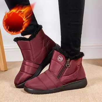 Зимние ботинки Женские ботинки Обувь для мам Водонепроницаемые ботильоны Женские теплые меховые сапоги от дождя 35 синий