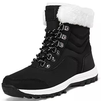 Зимние ботинки женские хлопковые туфли с толстой подошвой нескользящие и теплые зимние ботинки удобные плюшевые рабочие ботильоны 35 белый