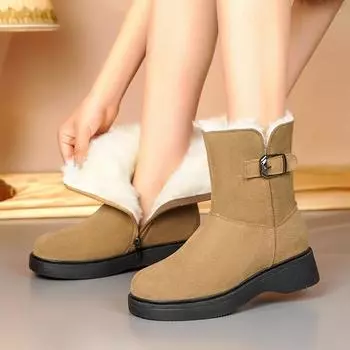 Зимние ботинки женские из натуральной кожи на танкетке с противоскользящим покрытием женские зимние ботинки из натуральной шерсти женские ботильоны 35