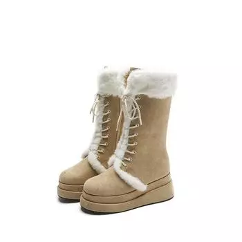 Зимние ботинки женские нескользящие с плоской подошвой из флока, зимние, с утеплителем из бархата, увеличивающие объем внутри, хлопковые ботинки для женщин 35