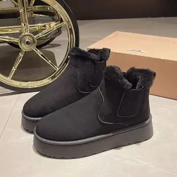 Зимние ботинки женские новые резиновые ботинки на толстой подошве для улицы повышенного комфорта теплые прогулочные хлопковые ботинки модные зимние ботинки 36 коричневый