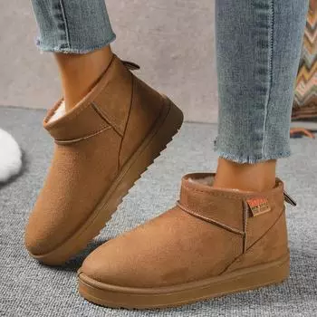Зимние ботинки женские новые резиновые плоские ботильоны для комфорта на открытом воздухе теплые хлопковые ботинки для ходьбы модные зимние ботинки D72 36