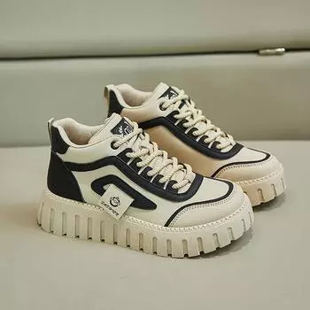 Зимние ботинки женские плюшевые студенческие хлопковые туфли модные толстые подошвы повседневная спортивная обувь 40