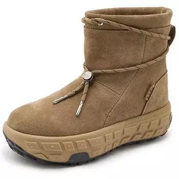 Зимние ботинки женские с меховой отделкой 2024 года, зимние утолщенные меховые теплые ботинки из натуральной кожи для женщин, нескользящие женские зимние ботинки 35 верблюд