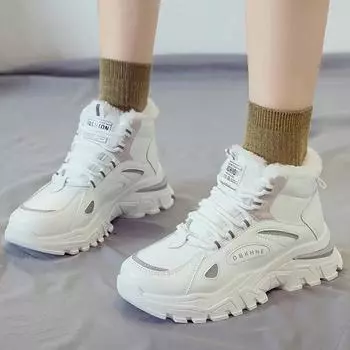 Зимние ботинки, женские теплые повседневные кроссовки, модные зимние ботинки на платформе со шнуровкой, женская уличная обувь, женская обувь 35 серый