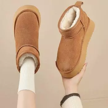 Зимние ботинки женские зимние бархатные утолщенные 2024 новые зимние теплые хлопковые ботинки на толстой подошве популярные нескользящие хлопковые ботинки 35