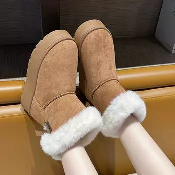 Зимние ботинки женские зимние ботинки женские ботинки на платформе теплые плюшевые хлопковые ботинки утолщенные зимние женские ботинки на плоской подошве нескользящие ботинки женские 36 чёрный