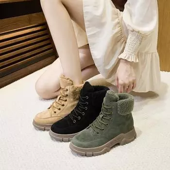 Зимние ботинки женские зимние ботинки женские нескользящие плоские большие размеры натуральная кожа женские ботильоны 35