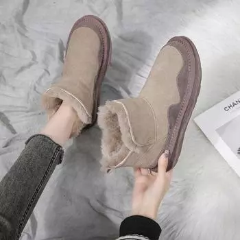 Зимние ботинки женские зимние новые утолщенные нескользящие повседневные теплые хлопковые туфли на толстой подошве 35