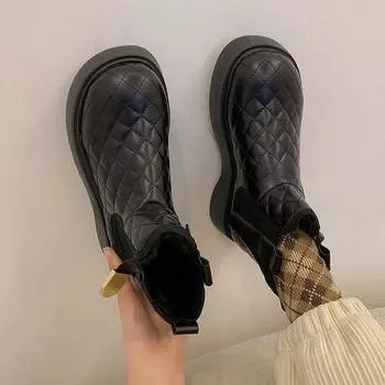 Зимние ботинки женские зимние теплые хлопковые ботинки женские увеличивающие рост водонепроницаемые нескользящие ботинки на толстой бархатной платформе 35 белый