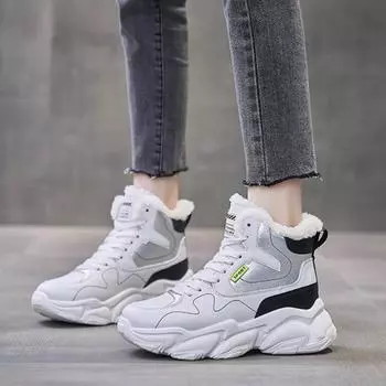 Зимние ботинки женские зимние туфли 2022 года плюс бархатные кроссовки на платформе женские удобные теплые спортивные туфли для скейтборда 35