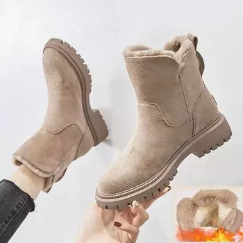 Зимние ботинки женские зимние женские ботинки из бархата теплые ботинки толстые хлопковые ботинки женские ботинки 44 чёрный