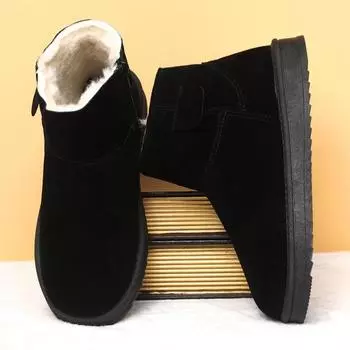 Зимние ботинки Zhongbang Интернет-знаменитости пара с той же зимней обувью из коровьего бархата, водонепроницаемые, теплые, одна педаль, толстый бархат, теплые мужские ботинки 36 серый