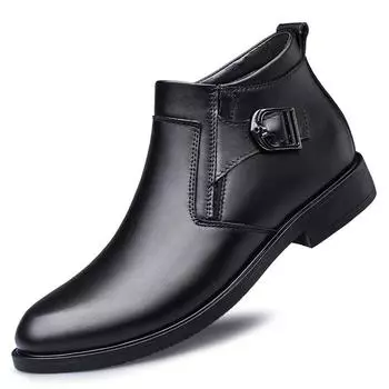 Зимние британские стильные деловые кожаные ботинки на низком каблуке, ковбойские ботинки из натуральной кожи, мужские рабочие ботинки с высоким верхом 37