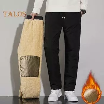 Зимние брюки для мужчин среднего возраста, утолщенный флис, эластичный пояс на шнурке, большие размеры, сохраняющие тепло, карманы на молнии, однотонные, теплые, для спорта, путешествий, работы L серый