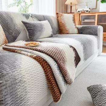 - Зимние чехлы для диванов Fannel, 1, 2, 3, 4-местные, нескользящие чехлы для угловых диванов из бархата, защитный чехол для кресел с принтом 70x70cm 1pc